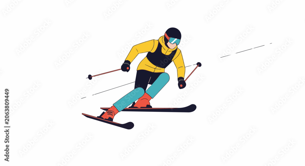 Fototapeta premium A person in winter gear skiing down a slope
