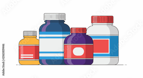 Colorful bottles with various labels