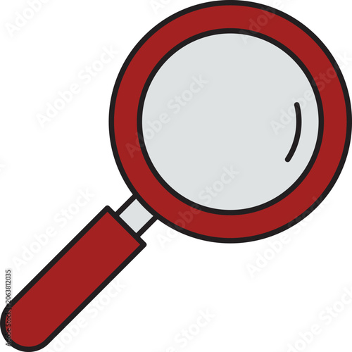 Red magnifying glass research icon