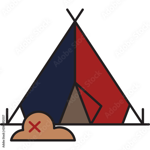 Field expedition camp tent icon