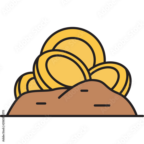 Gold coins uncovered in soil icon