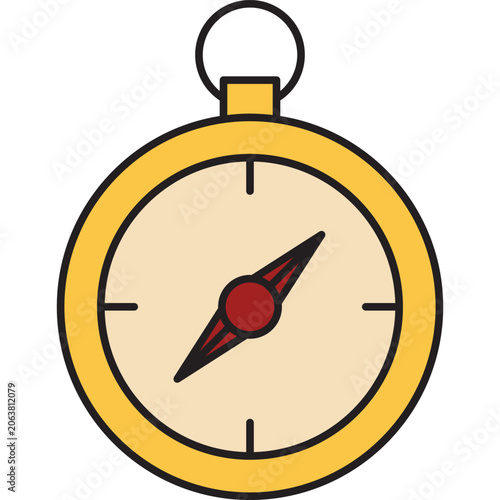 Golden navigation pocket compass icon