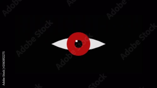 Stylized Red Eye Digital Malfunction for Cyber Security Surveillance and Dystopian Content 4k video