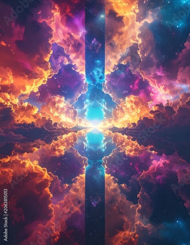 Vibrant Cosmic Cloud Formation Explosive Universe.