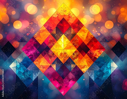 Vibrant Geometric Pattern with Bright Colors.
