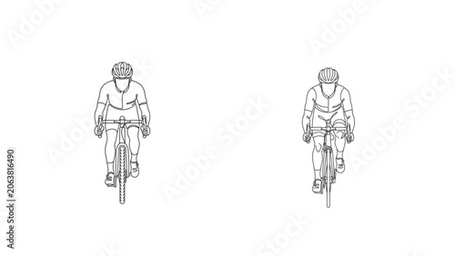 Architectural Cycling People Set One Line Vector SVG Collection