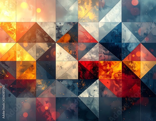 Vibrant Geometric Mosaic Art Pattern Background.