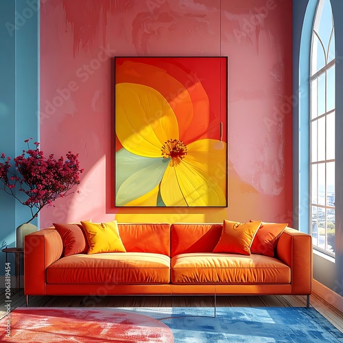 Vibrant living room interior design.