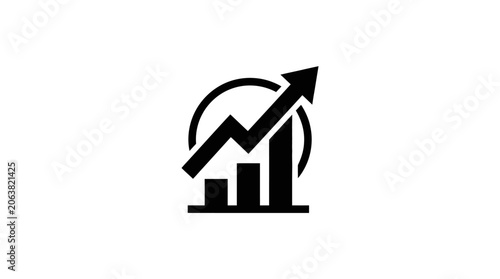 Black icon of growing graph chart.
