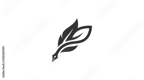 Photos Black feather icon isolated on white.