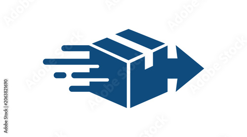 Obraz na plátně Fast Delivery Box with Arrow Moving.