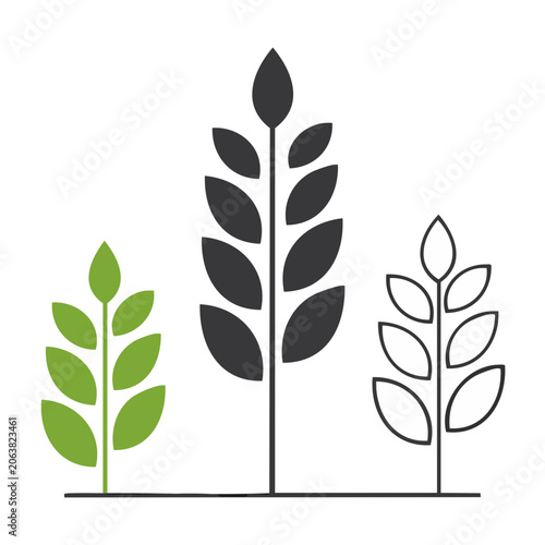 Flat design plant icon with leaves and stem