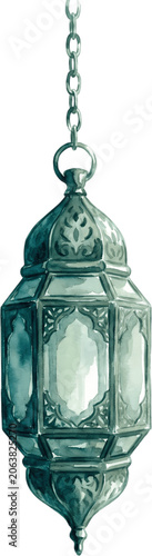 Arabic Islamic lantern watercolor art