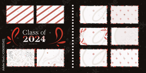 Принти на полотні Yearbook Layout Pattern With Red Accents And Class Of 2024 Text