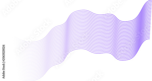 Принти на полотні Abstract wavy purple lines creating a flowing, undulating pattern on a white background, suggesting movement or sound waves