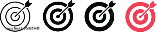 Fotografía Target icon set, bullseye goal focus symbols for success achievement business strategy and performance planning
