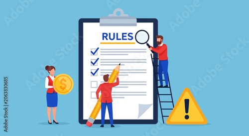 Fotografía People following rules and regulations, checklist concept, business compliance