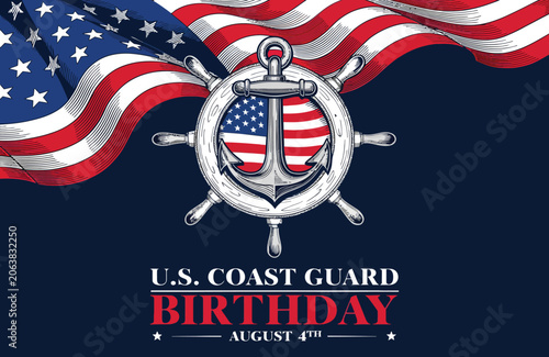 U.S. Coast Guard Birthday nautical patriotic graphic