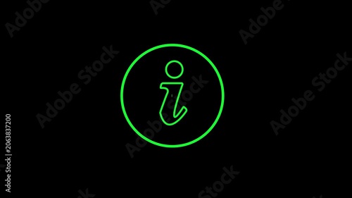 information sign animation icon glowing help desk info web sign circle icon sign symbol with animation
