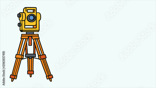 Fotografie Surveying Total Station Equipment on Tripod, Construction Measurement Tool, Engi