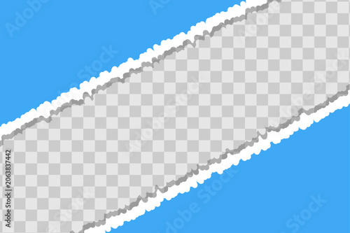 Torn paper edge with transparent background a digital illustration on a blue surface border checkered clean clipart