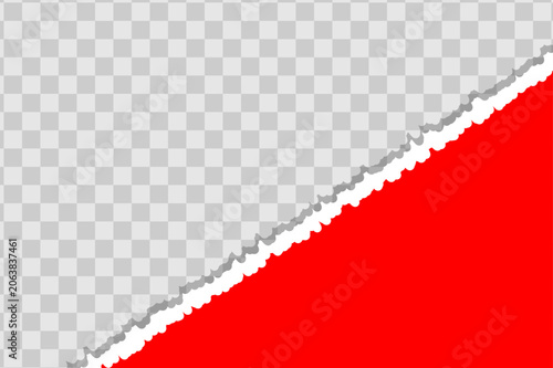 Torn red paper edge against a transparent checkered background a digital silhouette abstract clean clip art color block composite