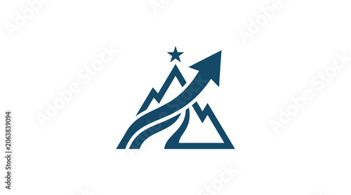 Photos Blue mountain growth chart graph icon.