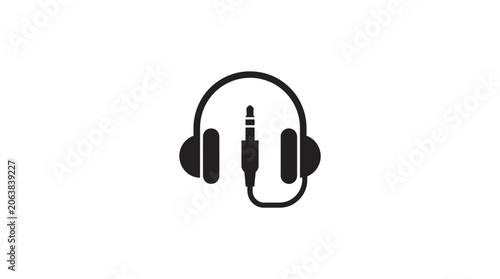 Cuadro en lienzo Headphones with microphone and cable.