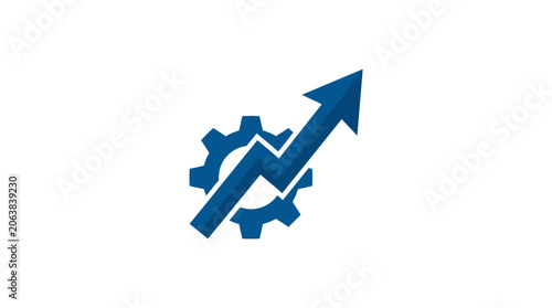 Obraz na plátně Blue gear arrow growth symbol icon.