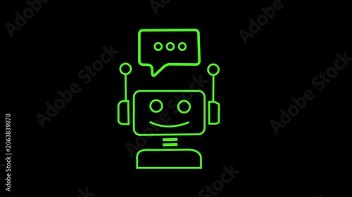 Futuristic animated robot chatbot icon for artificial intelligence and technology concepts of assistance for communication and support icon .