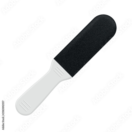 Double-sided foot file with sandpaper, on a white background, designed for foot care and cleaning at home or in the salon.