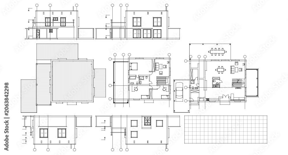 Fototapeta premium residential house architectural sketch 3d illustration