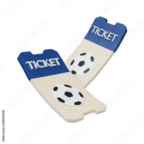 3D render soccer match tickets for sports event admission concept