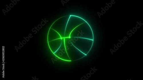 neon Football icon animation with glowing neon. Animation of Glowing neon football ball icon isolated. black background