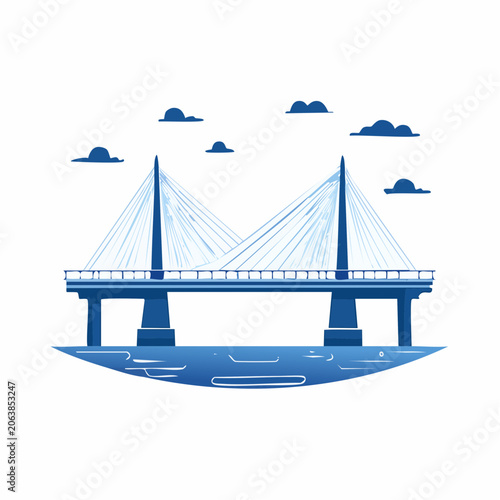 Stylized Cable-Stayed Bridge Illustration