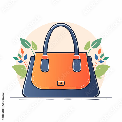 Stylized Illustration of a Handbag with Floral Accents