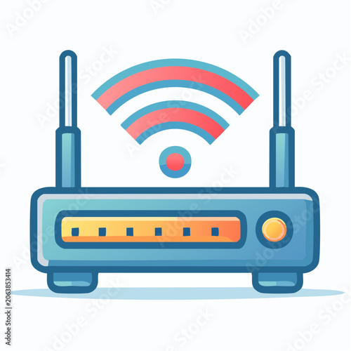 Wireless Router Icon with Wi-Fi Signal