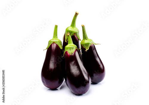 Fresh eggplant isolated on white background