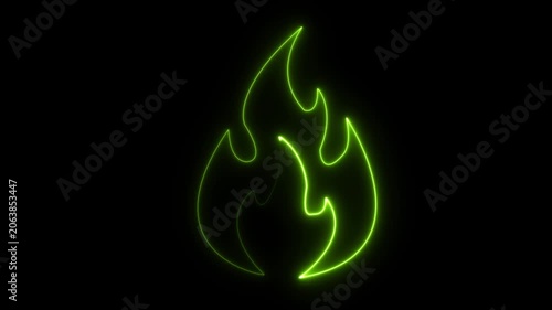 Neon icon animation, color flicker. Glowing neon icon, looped color animation. stylized neon icon with a modern, Fire flame ring of fire animatin