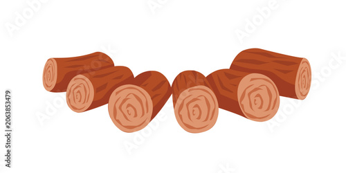 Wooden Logs Vector for campfire isolated on white background