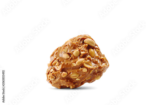 Tasty peanut butter on white background