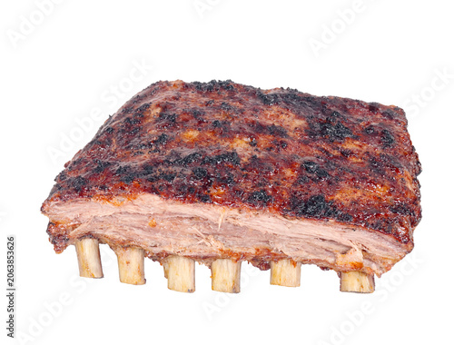 Very tasty fried pork ribs isolated on a white background
