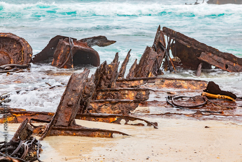 Bild auf Leinwand SS Thomas T Tucker shipwreck on the coast of Cape Point, South Africa