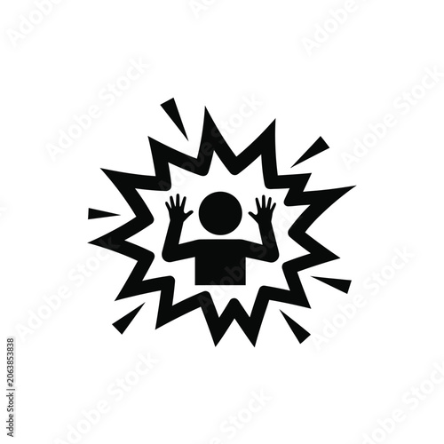 Tableau sur toile Person in explosion icon.