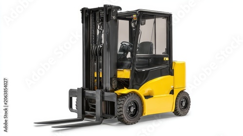 Obraz na płótnie Powerful electric forklift isolated on a clean white background