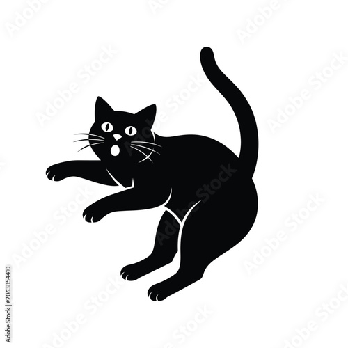 Surprised Black Cat Illustration.