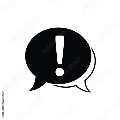 Exclamation Mark in Speech Bubble Icon.