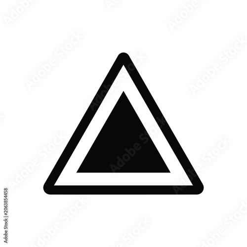Black Triangle Symbol on White Background.