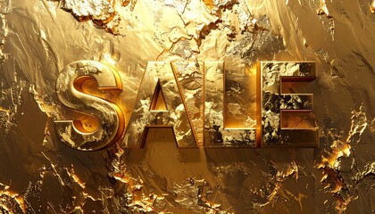 A shiny gold background with the word SALE