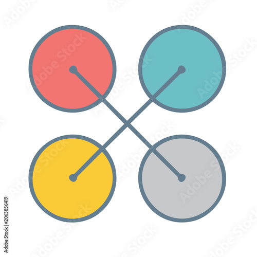 Flat design geometric circles with arrows and lines